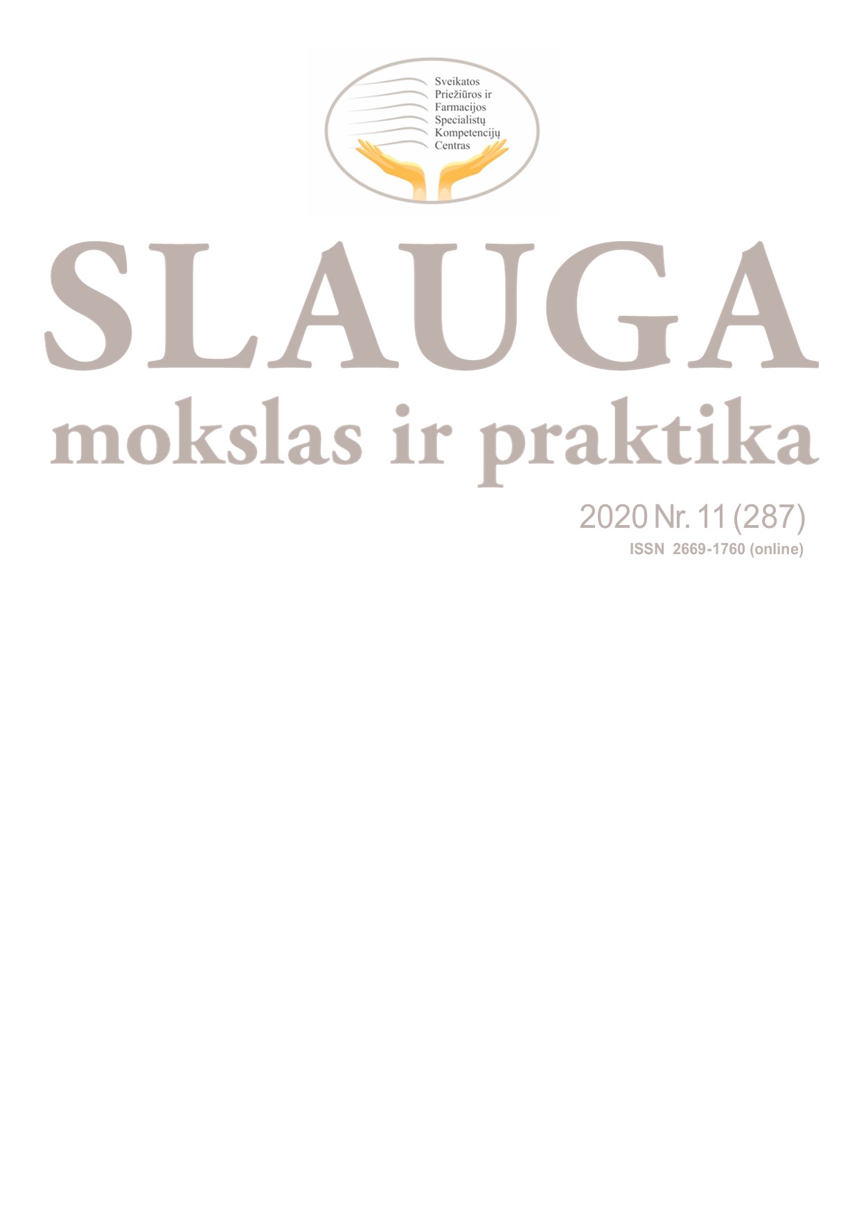 Slauga. Mokslas ir praktika viršelis 2020 Nr.11 (287)