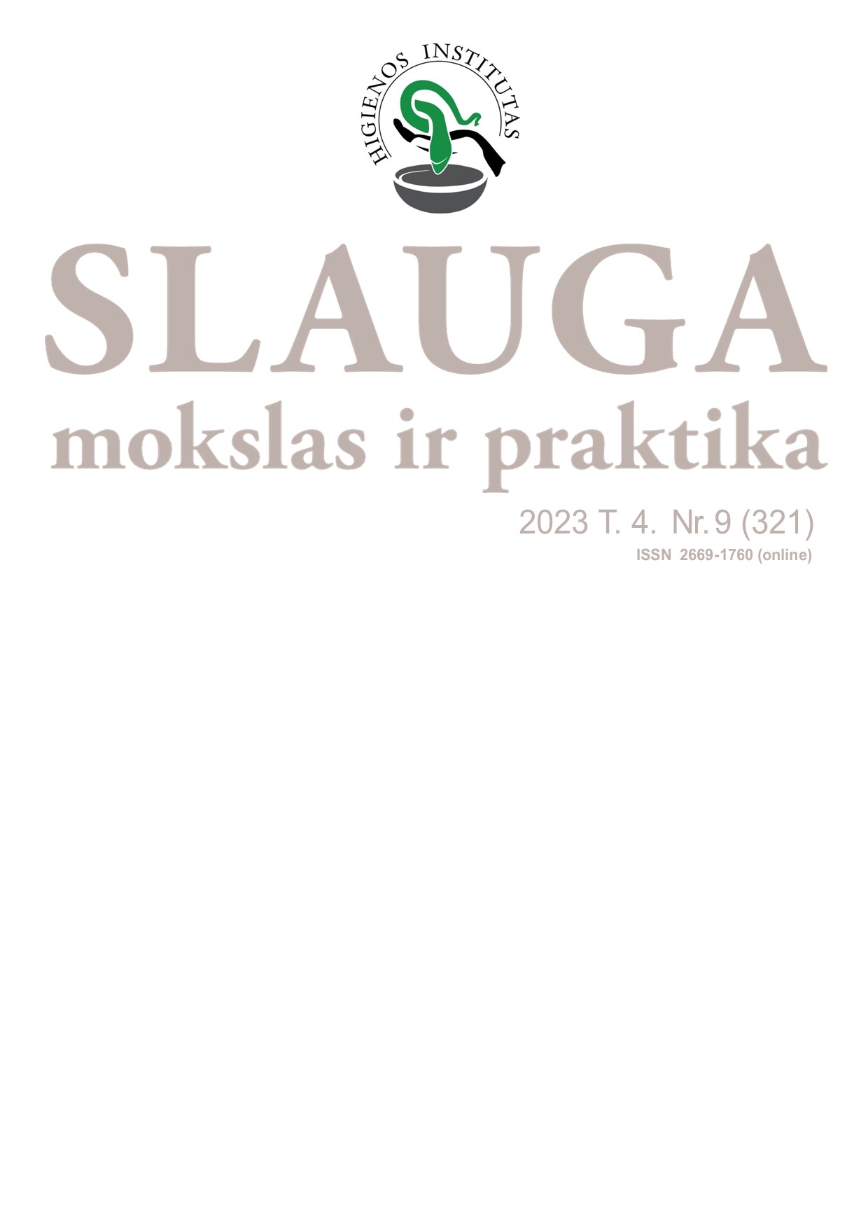 Slauga. Mokslas ir praktika viršelis 2023 T. 4. Nr. 8 (320)